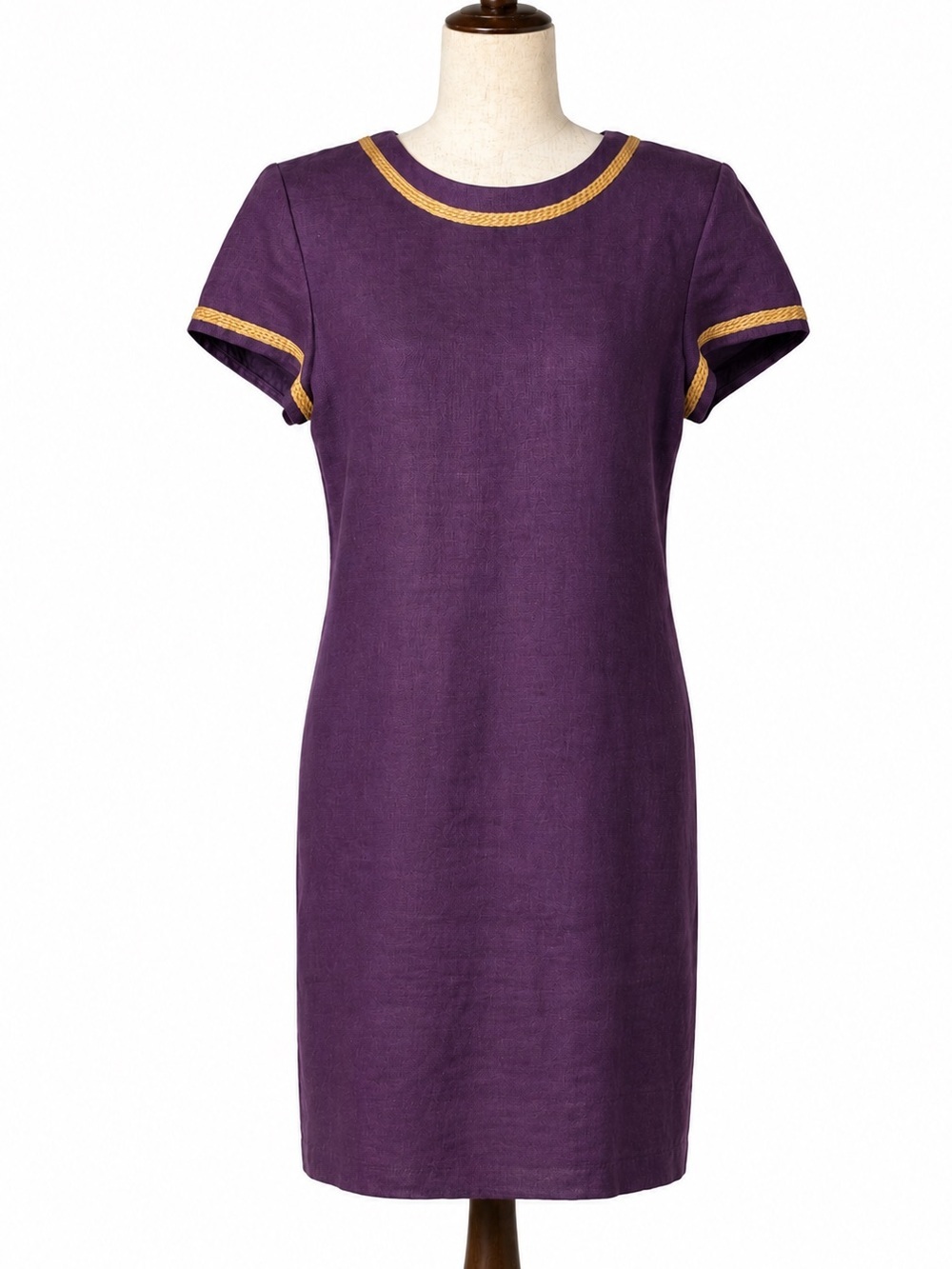 Vintage purple linen andgold sheath dress. Liz Claiborne 80s, fits like 8